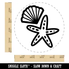 Starfish and Shell Beach Tropical Doodle Rubber Stamp for Stamping Crafting Planners