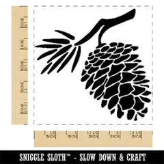 Pinecone on Branch Square Rubber Stamp for Stamping Crafting