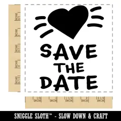 Save the Date Love Heart Square Rubber Stamp for Stamping Crafting