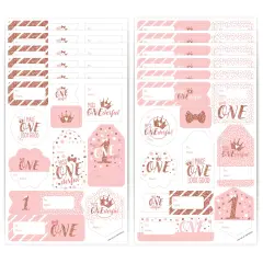 Big Dot of Happiness 1st Birthday Little Miss Onederful Assorted Girl First Birthday Party Gift Tag Labels To and From Stickers 12 Sheets 120 Stickers