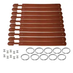 Blank Leather Keychains &ndash; DIY Engraving Kit, Pack of 10 (&frac34;" x 4.5") Russet