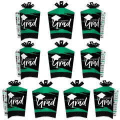 Big Dot of Happiness Green Graduation Table Decorations - Party Fold and Flare Centerpieces - 10 Count