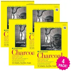 Multipack of 4 - Strathmore Charcoal Spiral Paper Pad 9"X12"-32 Sheets
