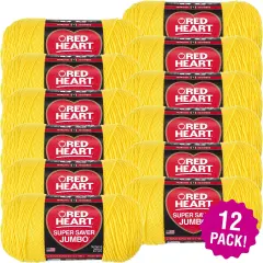 Multipack of 12 - Red Heart Super Saver Jumbo Yarn-Bright Yellow