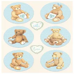 Stamperia Rice Paper Sheet A4-Rounds Bear Blue, Day Dream