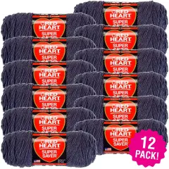 Multipack of 12 - Red Heart Super Saver Yarn-Charcoal