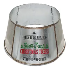 Ornativity Metal Christmas Tree Collar - 18" Galvanized Tin Metal Rustic Bucket Base Skirt for Xmas Holiday Tree Bottom