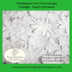 Wallpaper for Decoupage -3D Paper Flowers Design