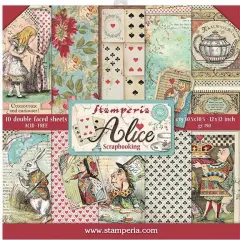 Stamperia Double-Sided Paper Pad 12"X12" 10/Pkg-Alice In Wonderland, 10 Designs/1 Each