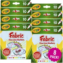 Multipack of 8 - Crayola Fine Line Fabric Markers-10/Pkg