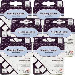 Multipack of 6 - Scrapbook Adhesives Mounting Squares 500/Pkg-Permanent, White, .5"X.5"