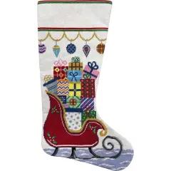 Alice Peterson Home Creations Holiday Edition Needlepoint Stocking Kit- Sleigh with Gifts Multicolor