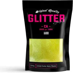 Fluorescent Yellow Premium Glitter Multi Purpose Dust Powder 100g / 3.5oz for use with Arts & Crafts Wine Glass Decoration Weddings Cards Flowers Cosmetic Face Body Nails