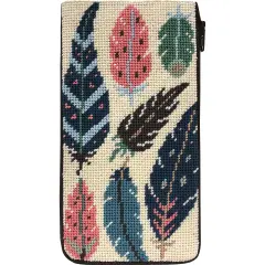 Stitch & Zip Eyeglass Case Needlepoint Kit- Feathers Multicolor