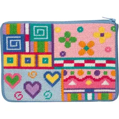 Stitch & Zip Needlepoint Purse Kit- Patchwork Multicolor