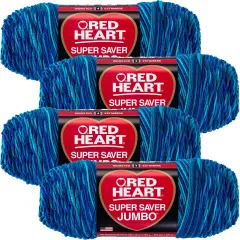 Multipack of 4 - Red Heart Super Saver Jumbo Yarn-Macaw
