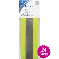Multipack of 24 - Bondex Iron-On Fluorescent Reflective Tape 2"X32"-Yellow