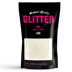 Snow White Premium Glitter Multi Purpose Dust Powder 100g / 3.5oz for use with Arts & Crafts Wine Glass Decoration Weddings Cards Flowers Cosmetic Face Body (PACKAGING MAY VARY)