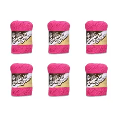 Lily Sugar'N Cream Hot Pink Yarn - 6 Pack of 71g/2.5oz - Cotton - 4 Medium (Worsted) - 120 Yards - Knitting/Crochet