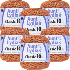Multipack of 6 - Aunt Lydia's Classic Crochet Thread Size 10-Copper Mist