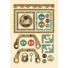 Stamperia Wooden Shapes A5-Frames & Buttons, Klimt