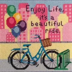 Canoodles- Enjoy Life Bike Ride- Needlepoint Kit Multicolor