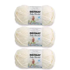 Bernat Baby Blanket Vanilla Yarn - 3 Pack of 100g/3.5oz - Polyester - 6 Super Bulky - 72 Yards - Knitting/Crochet