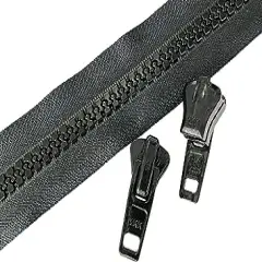 YKK #10 Heavy Duty Vislon Molded Zipper Chain - 5 Yards and 2#10 Vislon Sliders with Top & Botom Stops Included. Color: Black. Made in The United States.