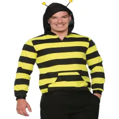 Adults Mens Busy Bumble Bee Hoodie With Antennas Costume