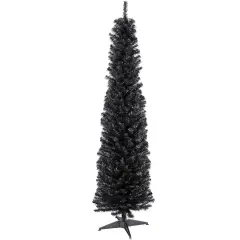 Northlight 6' Charcoal Brown Iridescent Slim Artificial Tinsel Halloween Tree, Unlit