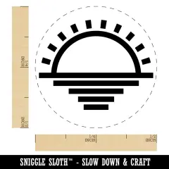 Sunset Over Water Self-Inking Rubber Stamp for Stamping Crafting Planners Lime Green