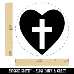 Cross in Heart Christian Self-Inking Rubber Stamp for Stamping Crafting Planners Lime Green