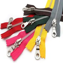 YKK 7" #5 Aluminum Closed Bottom Zippers with Fancy Donut Pulls - Assortment of Seasonal Colors (6 Pcs per Pack)