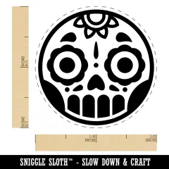 Cute Dia de los Muertos Day of Dead Sugar Skull Self-Inking Rubber Stamp for Stamping Crafting Planners Lime Green