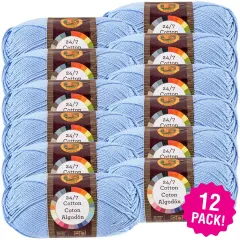 (12 Pack) Lion Brand 24/7 Cotton Yarn - Sky