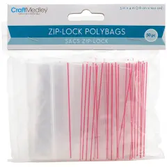Craft Medley Ziplock Polybags 50/Pkg-3"X4" Clear