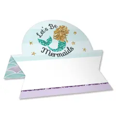 Big Dot of Happiness Let&rsquo;s Be Mermaids - Baby Shower or Birthday Party Tent Buffet Card - Table Setting Name Place Cards - Set of 24