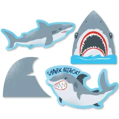 Big Dot of Happiness Shark Zone - DIY Shaped Jawsome Party or Birthday Party Cut-Outs - 24 Count