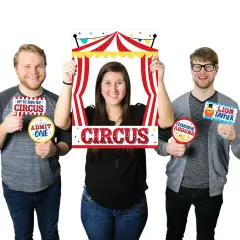 Big Dot of Happiness Carnival - Step Right Up Circus - Carnival Themed Party Selfie Photo Booth Picture Frame and Props - Printed on Sturdy Material