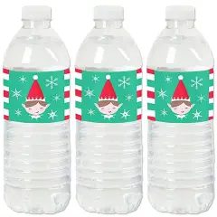 Big Dot of Happiness Elf Squad - Kids Elf Christmas and Birthday Party Water Bottle Sticker Labels - Set of 20