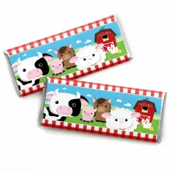 Big Dot of Happiness Farm Animals - Candy Bar Wrappers Baby Shower or Birthday Party Favors - Set of 24