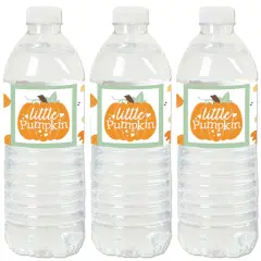 Big Dot of Happiness Little Pumpkin - Fall Birthday Party or Baby Shower Water Bottle Sticker Labels - Set of 20