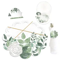 Big Dot of Happiness Boho Botanical - Greenery Party Paper Charger and Table Decorations - Chargerific Kit - Place Setting for 8