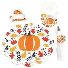 Big Dot of Happiness Fall Pumpkin - Halloween or Thanksgiving Party Paper Charger and Table Decorations - Chargerific Kit - Place Setting for 8