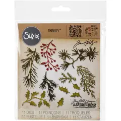 Sizzix Thinlits Dies By Tim Holtz 11/Pkg-Mini Holiday Greens