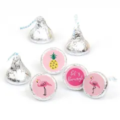 Big Dot of Happiness Pink Flamingo - Party Like a Pineapple Tropical Summer Round Candy Sticker Favors - Labels Fits Hershey&lsquo;s Kisses (1 sheet of 108)