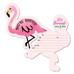 Big Dot of Happiness Pink Flamingo - Party Like a Pineapple - Shaped Fill-in Invitations - Tropical Summer Invitation Cards with Envelopes - Set of 12