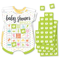 Big Dot of Happiness Baby Neutral - Picture Bingo Cards and Markers - Baby Shower Shaped Bingo Game - Set of 18