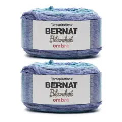 Bernat Blanket Ombre Shaded Blue Ombre Yarn - 2 Pack of 300g/10.5oz - Polyester - 6 Super Bulky - 220 Yards - Knitting/Crochet