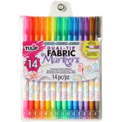 Tulip Dual-Tip Fabric Marker Set 14pc-Assorted Colors